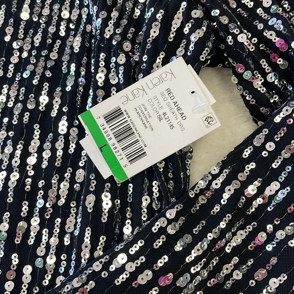 Karen Kane Long Sleeve Sequin Sheath Dress - Picture 7 of 10